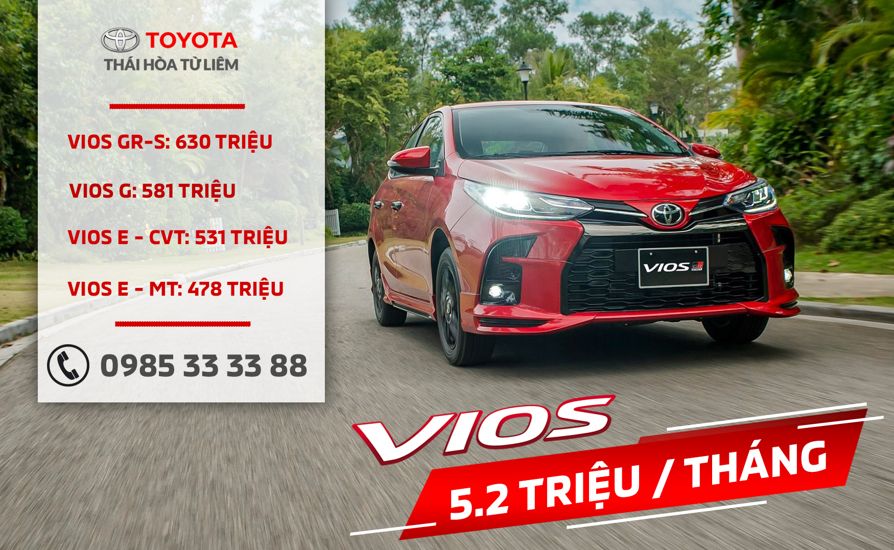 Toyota Vios 15E MT 2021 Giá xe lăn bánh tại Hải Phòng kèm ưu đãi mới