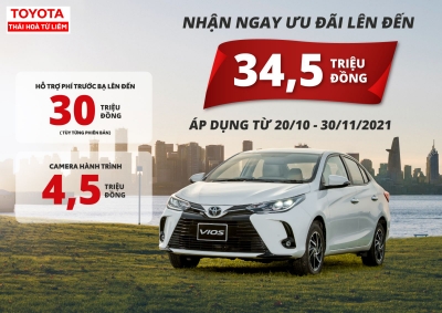 Toyota Vios tăng ưu đãi tới 34,5 triệu đồng từ 20.10 - 30.11.2021