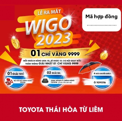 Từ: 10/06 - 17/06/2023: Rước xe Toyota - Bốc thăm trúng vàng 999 l Toyota Thái Hòa Từ Liêm