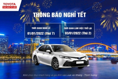 Thông báo nghỉ Tết Dương lịch 2022 l Toyota Thái Hòa Từ Liêm 